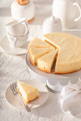 Traditional and sweet New york cheesecake as traditional cake.