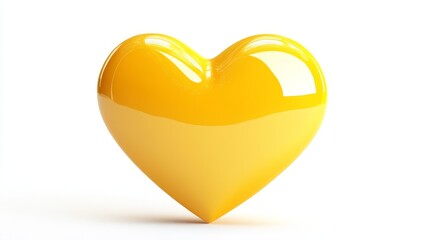 3D yellow heart icon on a white background.