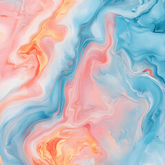 Fototapeta premium Abstract Fluid Art Painting in Pink, Blue, and Orange 