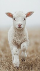 Obraz premium Adorable lamb frolicking in a field