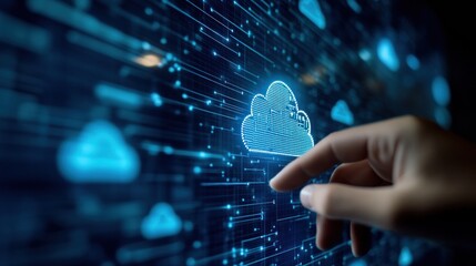Fototapeta premium Cloud Computing: Accessing Digital Data Through Modern Technology