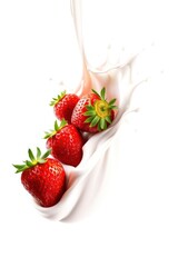 Juicy Strawberries in Creamy Milk Splash: A Vibrant Food Photography