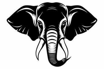 elephant head line art silhouette vector illustration