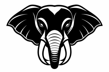 elephant head line art silhouette vector illustration