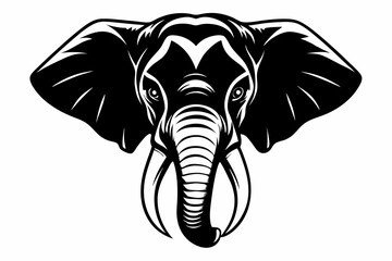 elephant head line art silhouette vector illustration