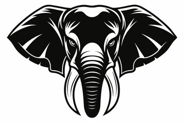 elephant head line art silhouette vector illustration