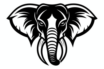 elephant head line art silhouette vector illustration