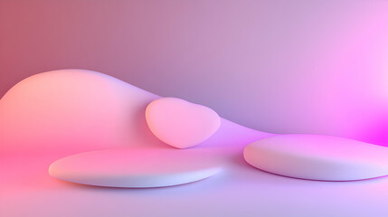 A minimalist Valentines Day background with softly glowing heart shapes on a gradient surface