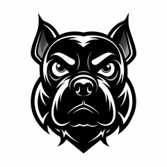 Bulldog head logo vector black animal silhouette on white background