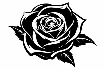 rose line art silhouette vector illustration