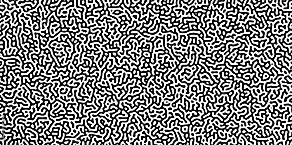 Fototapete turing reaction diffusion monochrome seamless pattern with chaotic motion .linear design with biolog