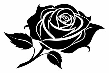 rose line art silhouette vector illustration
