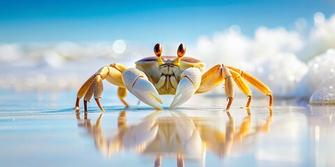 Fototapeta premium Crab on Beach - Double Exposure, White Style