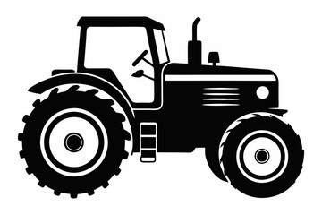 tractor line art silhouette vector illustration