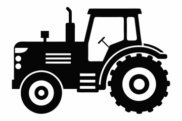 tractor line art silhouette vector illustration