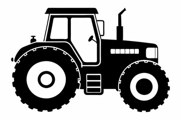 tractor line art silhouette vector illustration