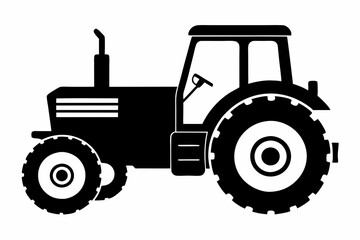 tractor line art silhouette vector illustration