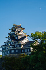 快晴の青空に映える天守閣　岡山城
