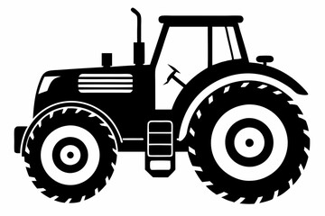 tractor line art silhouette vector illustration