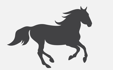 Running horse silhouette in vector, flat style.