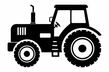 tractor line art silhouette vector illustration