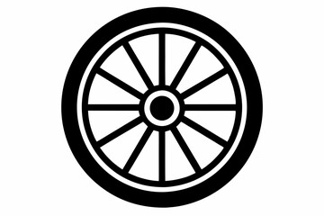 wheel line art silhouette vector illustration