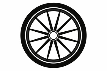 wheel line art silhouette vector illustration