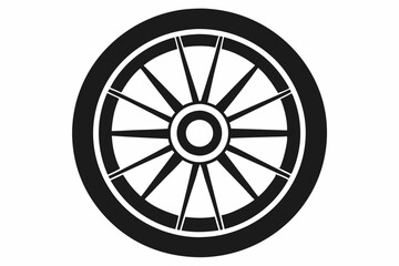 wheel line art silhouette vector illustration