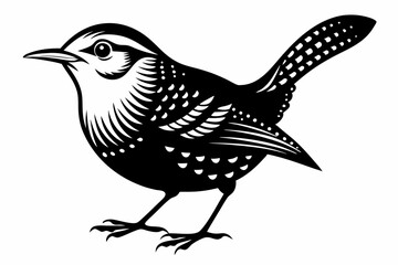 wren bird line art silhouette vector illustration