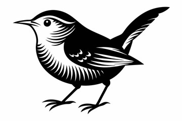 wren bird line art silhouette vector illustration
