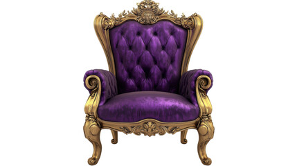 antique purple armchair isolated on white background 