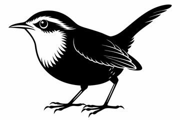 wren bird line art silhouette vector illustration