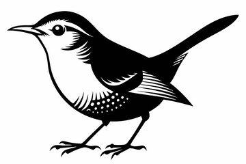 wren bird line art silhouette vector illustration
