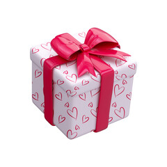 Valentine's Day Gift 3D. Illustration of a gift with a red bow