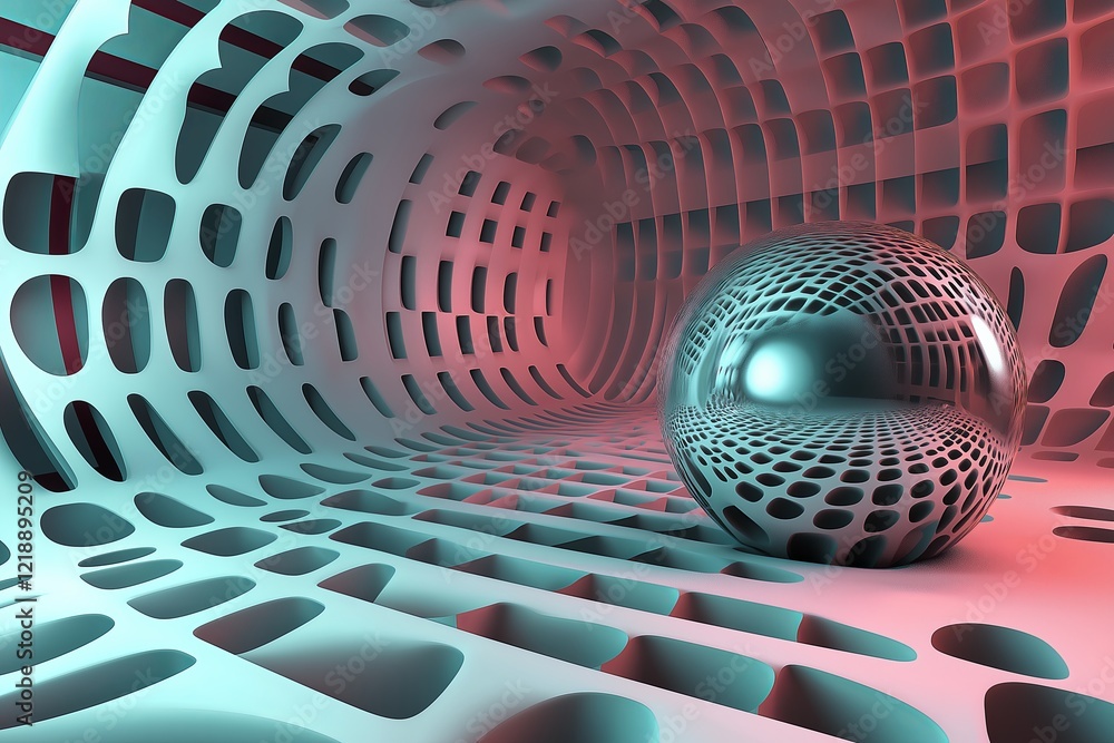 Poster seamless geometric tiling in 3d space.