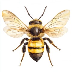 Detailed Honeybee Illustration Close Up Of Pollinator Anatomy