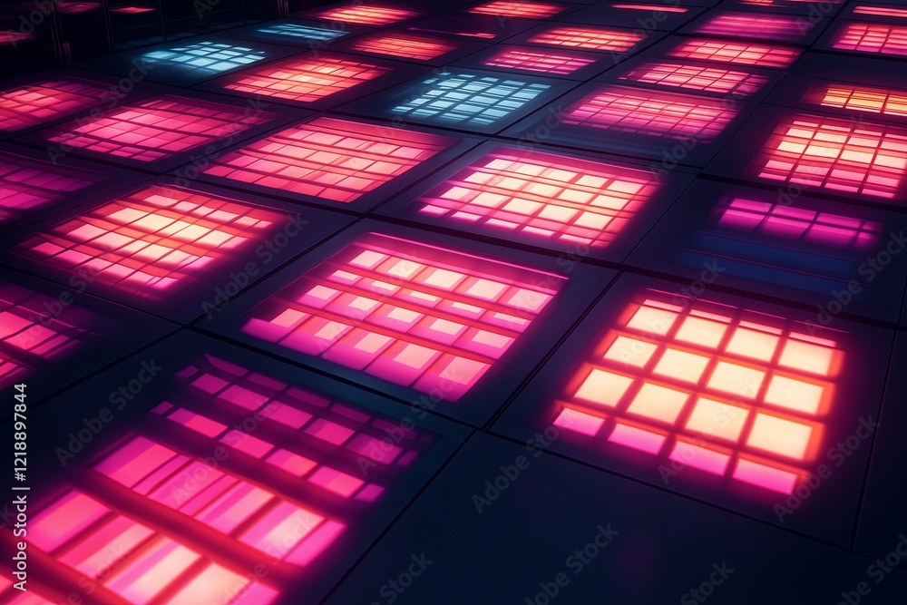 Poster Stylish glowing grids with moving patterns