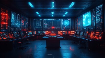 Futuristic Cyber Security Control Room Monitoring Systems