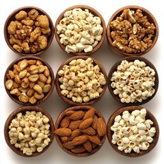 Fototapeta premium Healthy snack mix nuts and puffed grains. Food photography for websites or packaging