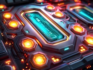 Obraz premium illustration of a motherboard, processor in art style,