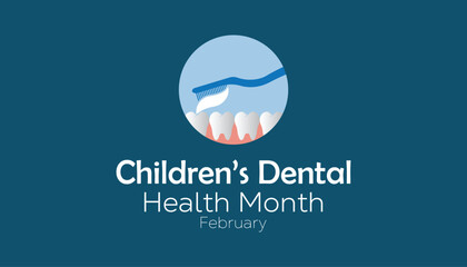 February is National Children’s Dental Health Month. Vector template Design for banner, greeting card, poster, prints, social media post ,flyer , T shirt with background.