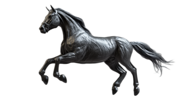 Detailed Black Horse Figurine in Dynamic Pose Showcasing Artistry and Craftsmanship, Perfect for Animal Enthusiasts and Collectors of Fine Decor Items