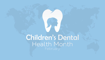 February is National Children’s Dental Health Month. Vector template Design for banner, greeting card, poster, prints, social media post ,flyer , T shirt with background.