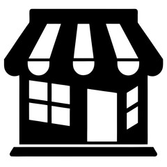 shop icon silhouette vector illustration , street food shop icon logo illustration 