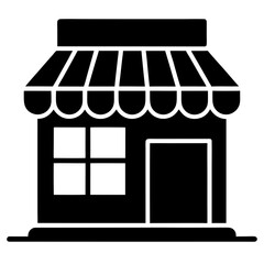 shop icon silhouette vector illustration , street food shop icon logo illustration 