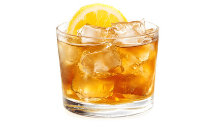 A whiskey sour with a robust rye whiskey base, served on the rocks with a lemon wedge garnish.