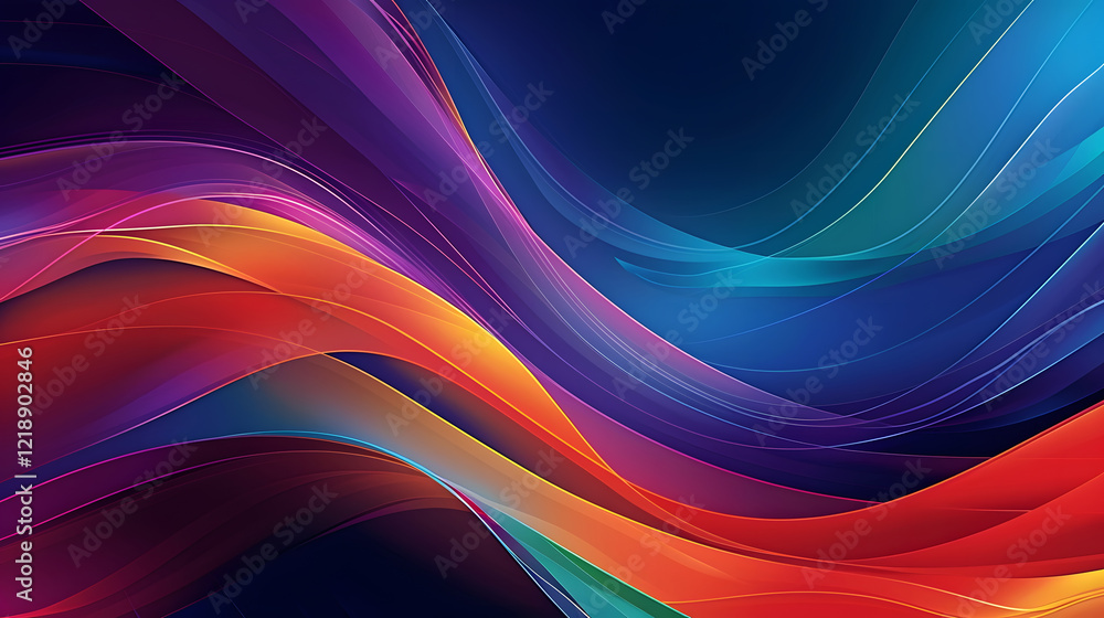 Aufkleber bright gradient color abstract line pattern background cover design, generative ai