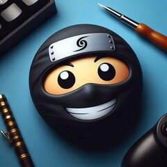 Ninja Smiley A face partially covered by a mask with a joyful ex