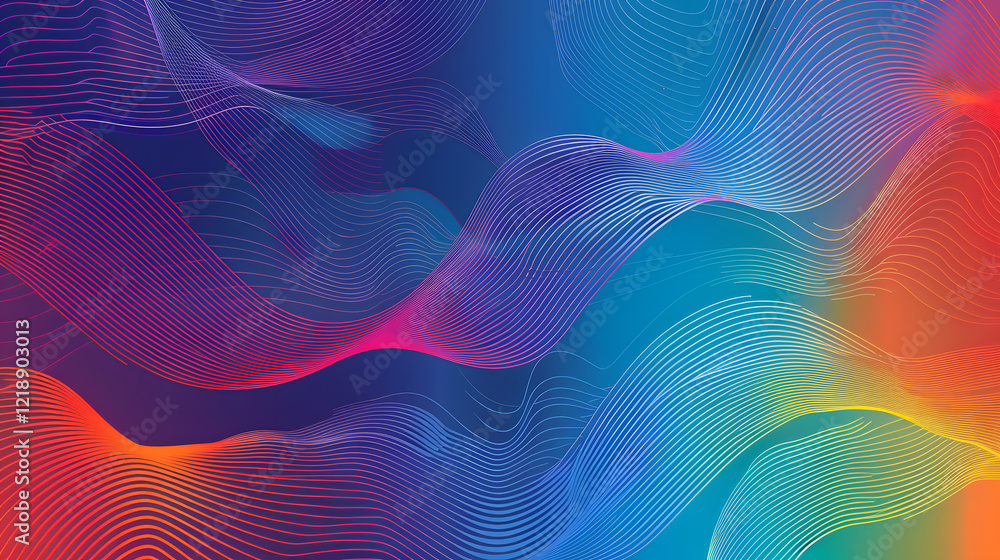 Poster bright gradient color abstract line pattern background cover design, generative ai