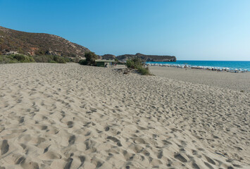 Mediterranean seacoast at the Patara beach on a sunny day with blue sea Antalya region, Turkey.
